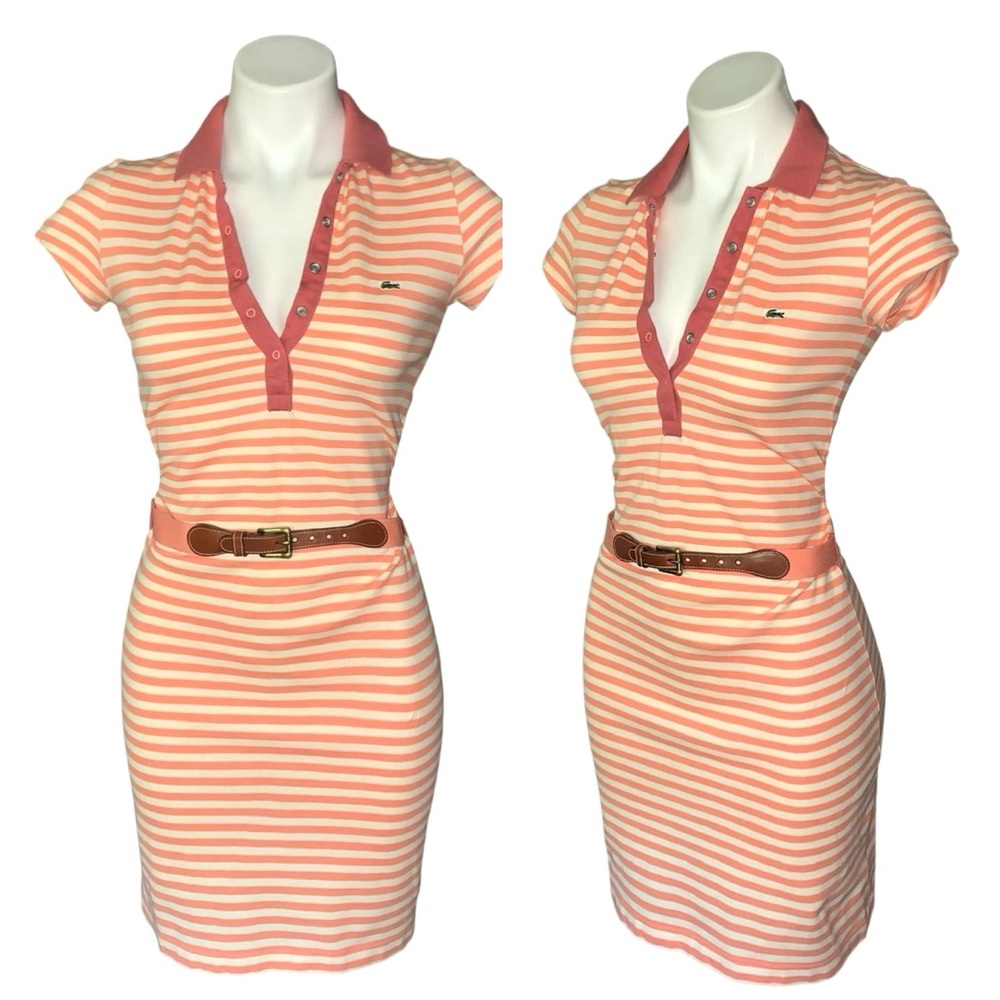 Lacoste Pink and White Striped Mini Dress
